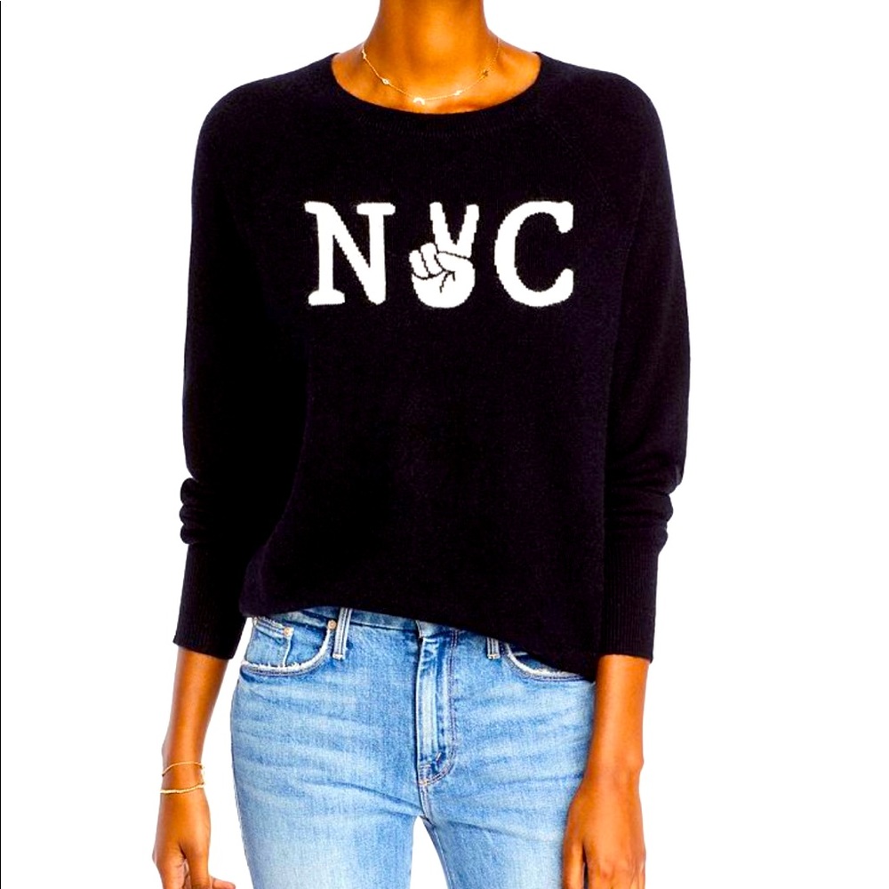 Aqua Cashmere NYC graphic sweater small